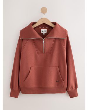 Self Rust Half Zip Sweatshirt - Red