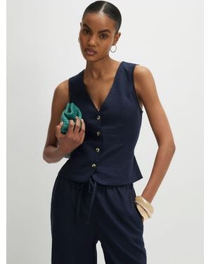 River Island Linen Blend Waistcoat - Blue
