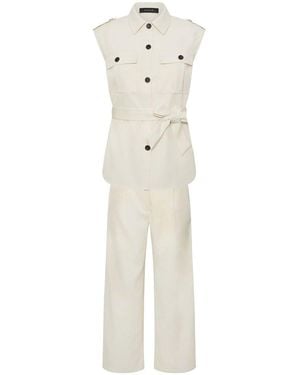 PixieGirl Petite Belted Utility Shirt & Wide Leg Pants Set - White