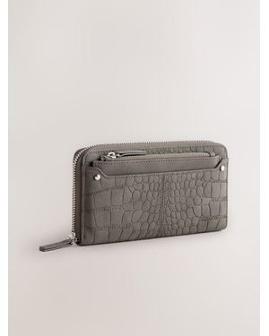 Next Croc Effect Large Purse - Grey