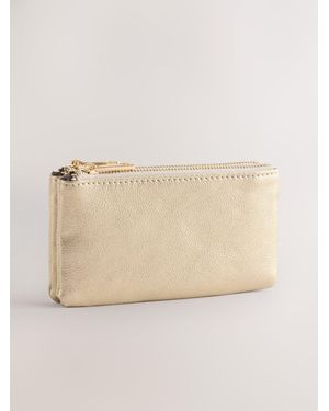 Next Metallic Zip Close Purse - Natural