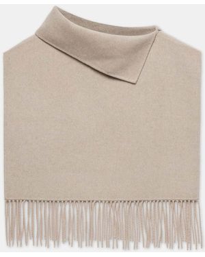 Mint Velvet Neutral Wool Blend Fringed Poncho - Natural