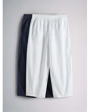 The Set 2 Pack Lightweight Cotton Barrel Leg Pants - White