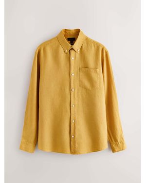Next Long Sleeve Signature 100% Linen Shirt - Yellow