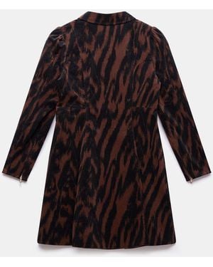 Mint Velvet Zebra Print Corduroy Mini Dress - Brown