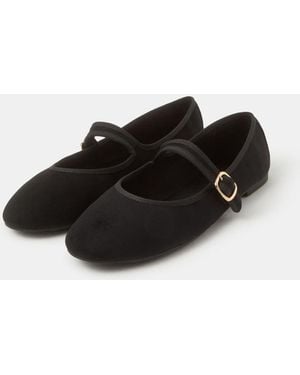 Accessorize Faux Suede Mary Jane Ballet Flats - Black