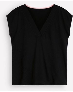 Boden Imi Supersoft V-Neck T-Shirt - Black