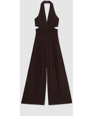 Reiss Halterneck Pleated Wide-Leg Jumpsuit - White
