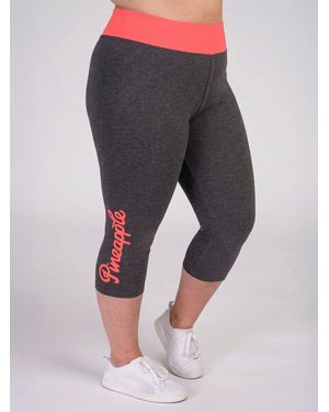 Pineapple Fold Waistband Capri Leggings - Gray
