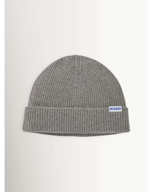 HUGO Logo Tab Beanie - Gray
