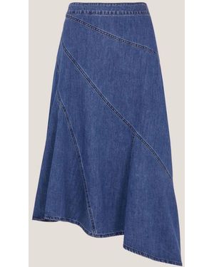 Monsoon Annie Asymmetric Denim Midi Skirt - Blue