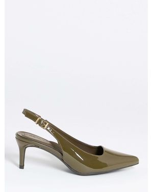 Simply Be Extra Wide Fit Kitten Heel Slingback Shoes - Green