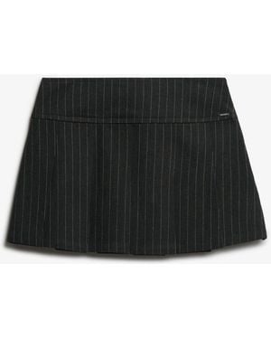 Superdry Pinstripe Pleat Mini Skirt - Black