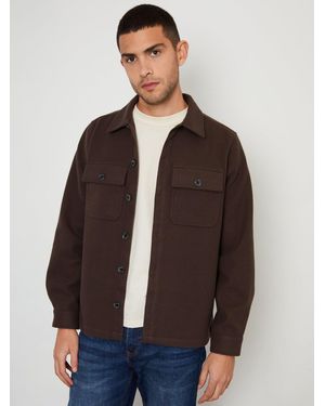 Threadbare Faux Wool Button Up Shacket - Brown