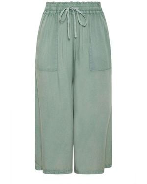 Yours Curve Chambray Culottes Trousers - Green