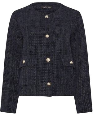 M Com Boucle Button Detail Jacket - Blue