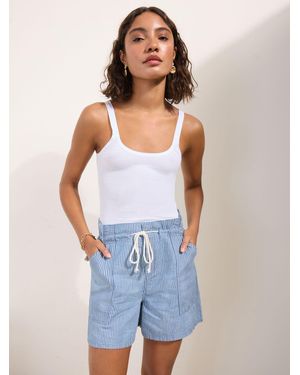 Friends Like These Lightweight Denim Rope Tie Waist Shorts - Blue