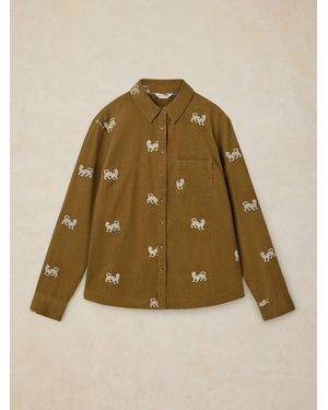 White Stuff Libby Embroidered Cord Shirt - Natural