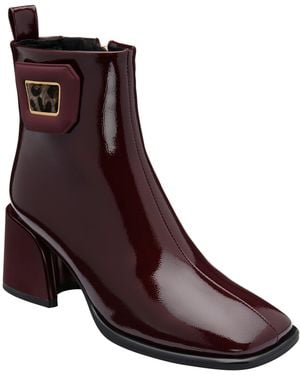 Lotus Patent Heeled Ankle Boots - Brown
