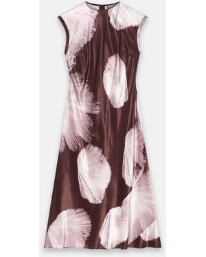 Mint Velvet Satin Abstract Print Midi Dress - Pink