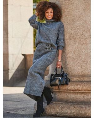 Sosandar Knitted Midaxi Skirt - Blue