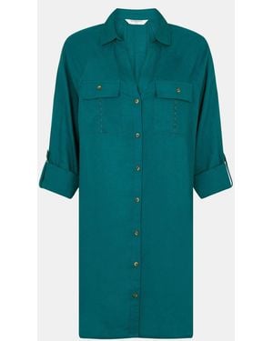 Accessorize Lace Trim Beach Cover Up Shirt - Blue