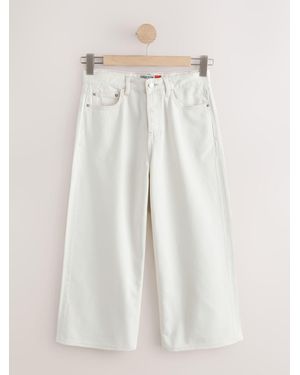Next Ecru Wide Leg Cropped Jeans - White