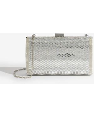 Lipsy Embellished Box Clutch Bag - White