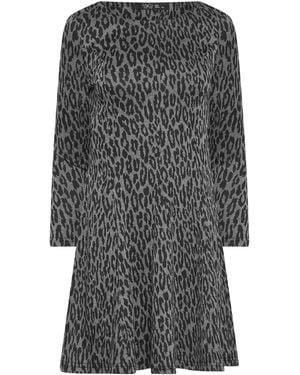 M Com Petite Animal Fit & Flare Dress - Gray