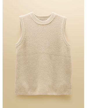 Joules Oatmeal Crew Neck Ribbed Knitted Vest - Natural