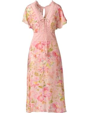 Adrianna Papell Printed Satin Dress - Pink