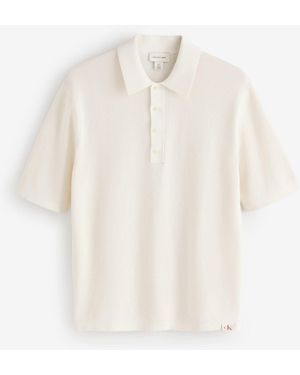Calvin Klein Cotton Waffle Knit Polo Shirt - White