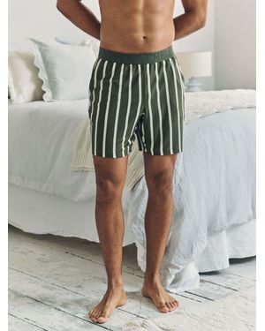 Chelsea Peers Stripe Button Up Pyjama Shorts - Green