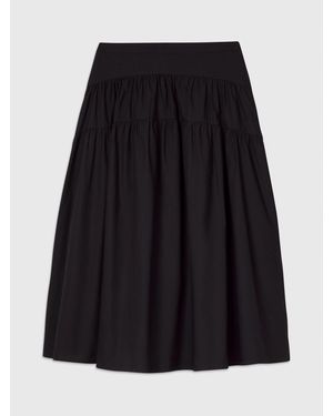 Whistles Tier Hem Cotton Skirt - Black