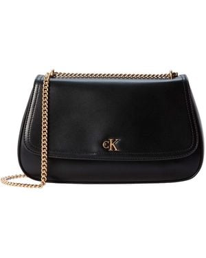 Calvin Klein Monogram Hardware Shoulder Bag - Black