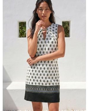 Roman Petite Border Print Dress - White