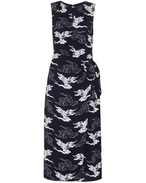 Whistles Cloud Tie Waist Midi Dress - Blue