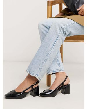 JD Williams Extra Wide Fit Heeled Slingbacks With Buckle Trim - Blue
