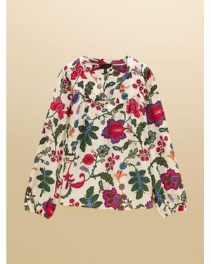 Joules Elodie Floral Popover Blouse - Natural