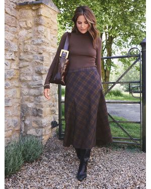 Love & Roses X Binky Chocolate Check Midi Skirt - Gray