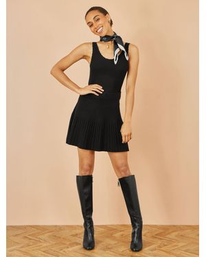 Yumi' Knitted Pleated Mini Skirt - Natural