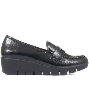Pavers Damen Glänzende Loafer Mit Keilabsatz, Schwarzeu 40 (Uk 7) - Grau