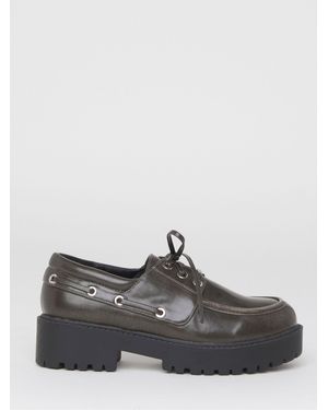Simply Be Chunky Lace Up Brogue Boat Shoe - Gray