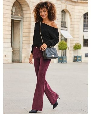 Sosandar Velvet Kick Flare Jeans - Natural