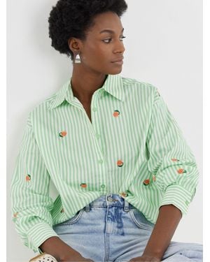 JD Williams Embroidered Motif Stripe Shirt - Green