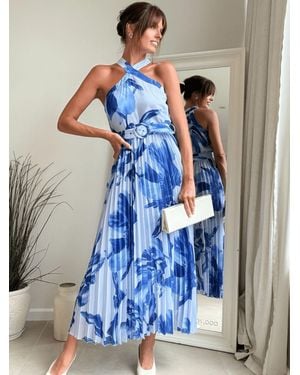 Style Cheat Paige Pleat Dress - Blue