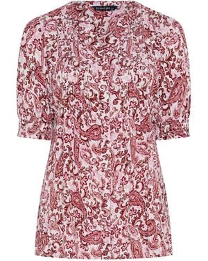 Evans Short Sleeve Pintuck Blouse - Red
