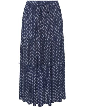 M Com Petite Dobby Maxi Skirt - Blue