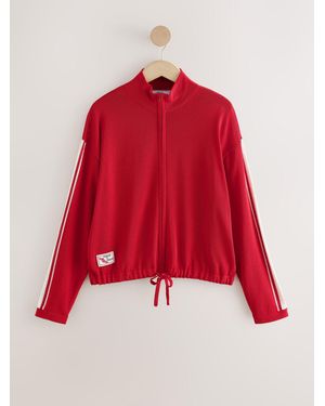 Next Side Stripe Lightweight Funnel Neck Zip Jacket - Red