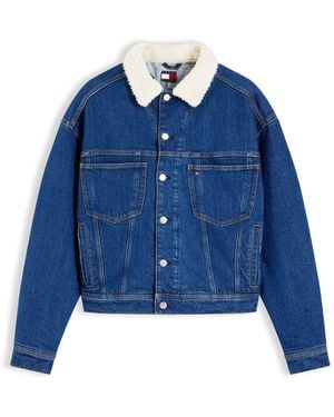 Tommy Hilfiger Teddy Collar Slim Denim Trucker Jacket - Blue